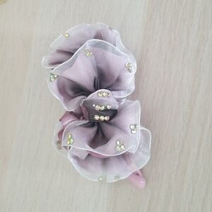 Pink Jeweled Ribbon Alligator Hair Clip